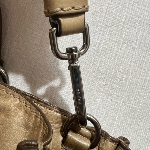 Vintage Prada camel beige taupe bag briefcase handle crossbody authentic nude - Picture 12 of 15